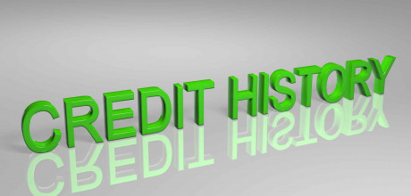 A green 3D display of the words Credit History